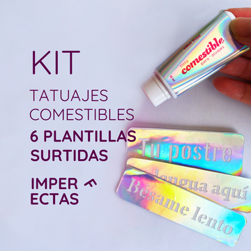 Kit TATUAJES COMESTIBLES con 6 plantillas SURTIDAS e IMPERFECTAS